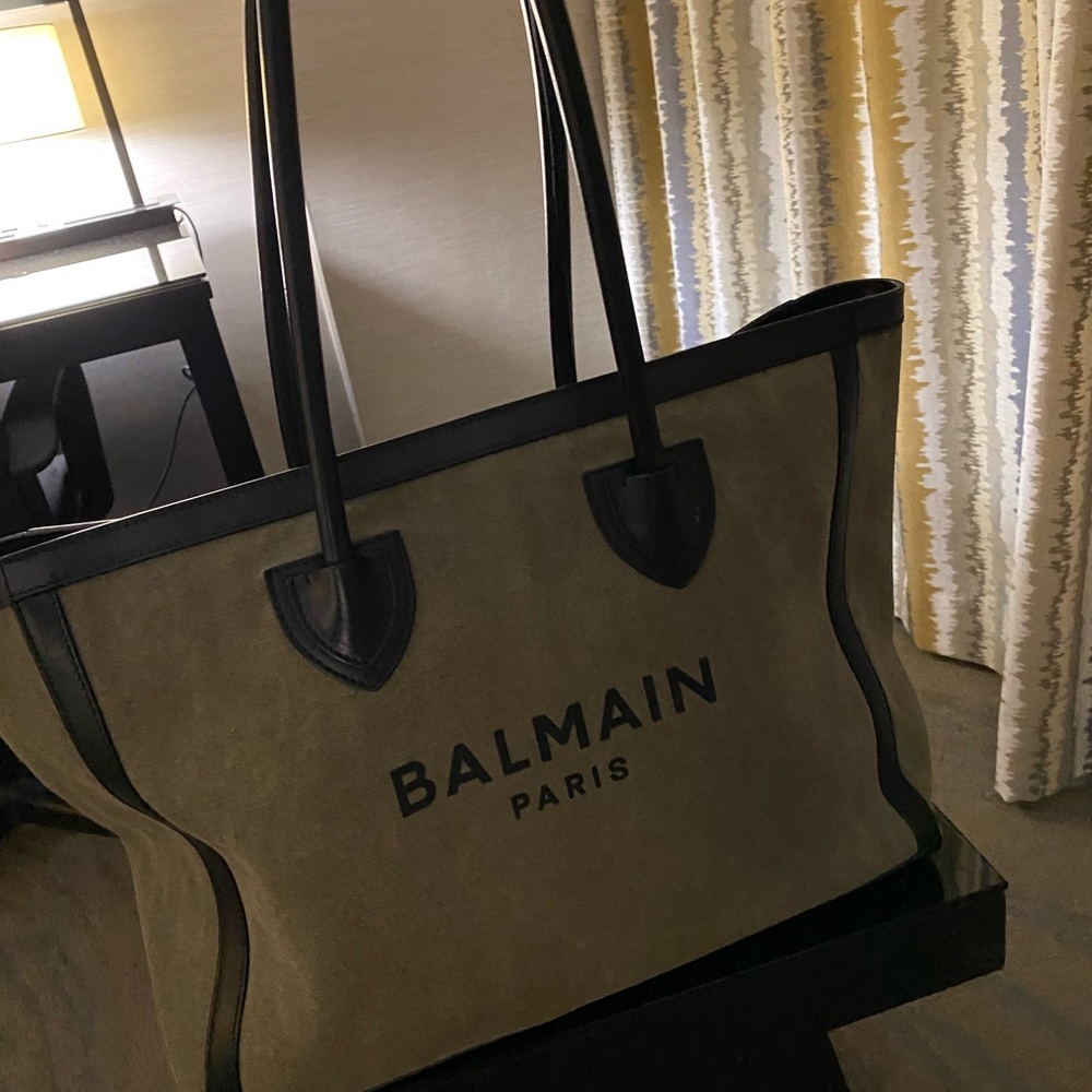 Balmain army green tote bag